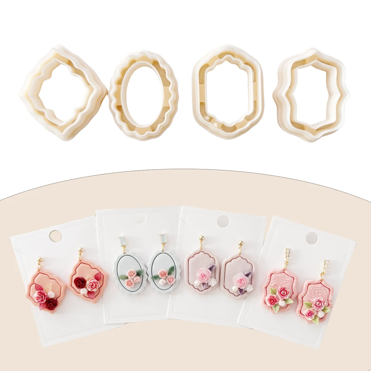 Frame Shape Polymer Clay Cutters Set-Embossing Tools For DIY Earrings & Jewelry Crafting Jewelry Making Kit 4pcs polymer clay tools