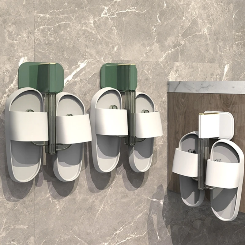 

Bathroom Slippers Rack Wall Mounted Shoe Rack Slippers Drain Shelf Punch Free Toilet Storage Hook Slipper Hanger Organizer Holde