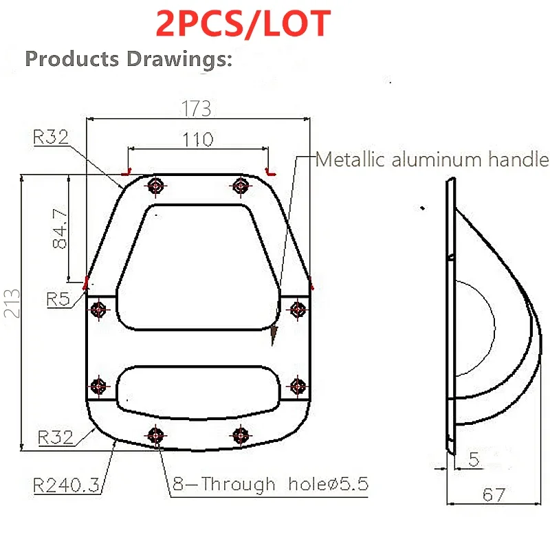Line Array Speaker Cabinet Handle, Dimensions: 213L*173W*67H Mm