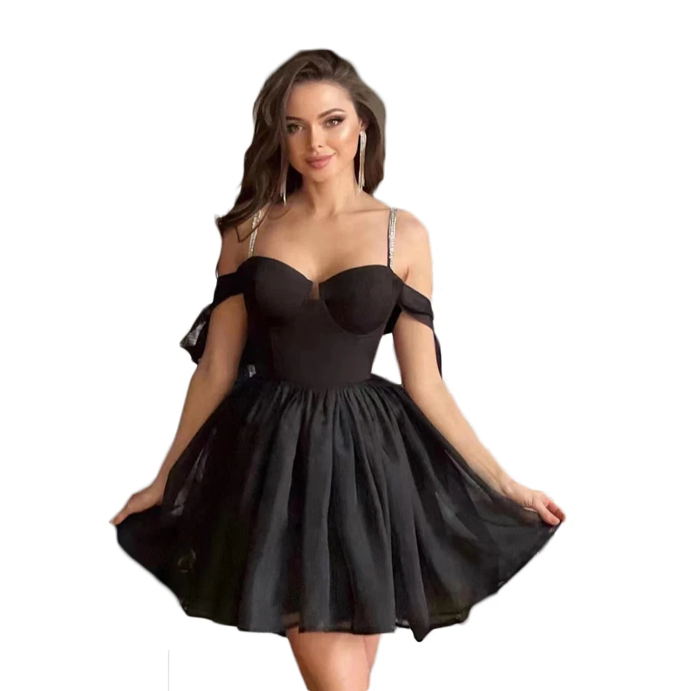 

Beading Spaghetti Strap Bandage Dresses 2023 New Women Summer Bodycon Clothes Celebrity Club Party Mini Dresses