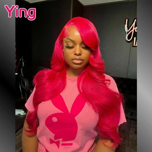 Ying 200% Cherry Red Colored 13x6 Transparent Lace Front Wig 12A Body Wave 13x4 Lace Front Wig 12A PrePlucked With Baby Hair