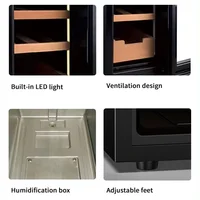46L 250 Counts Temperature Humidity Adjustable Spanish Cedar Wood Mini Electric Cigar Humidor Cabinet 2