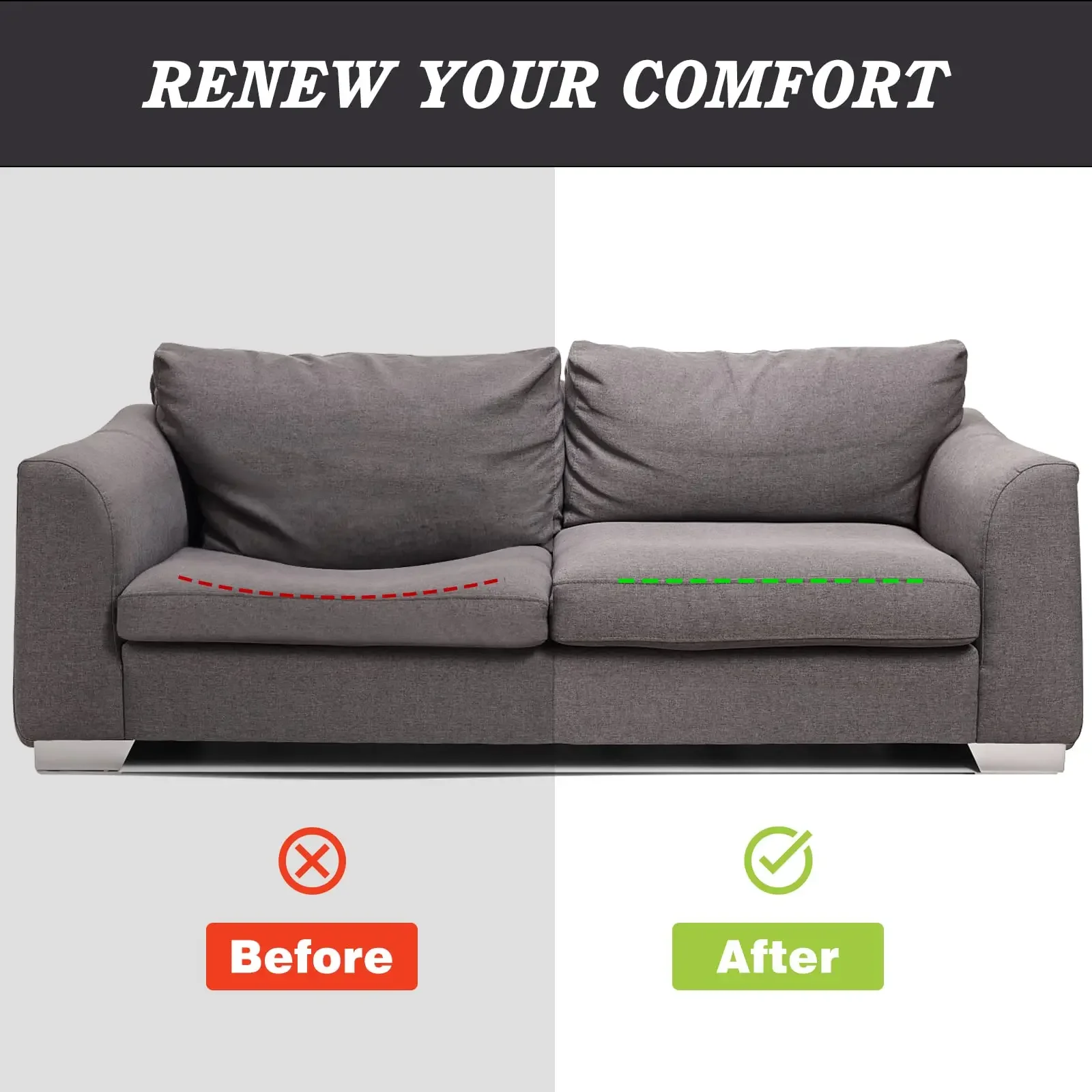 1/2/3Pcs 50x50x5cm High-Density Foam Curve Couch Sofa Cushion Support Cushion Sag Repair Replacement for Sofa Couch Chair 4