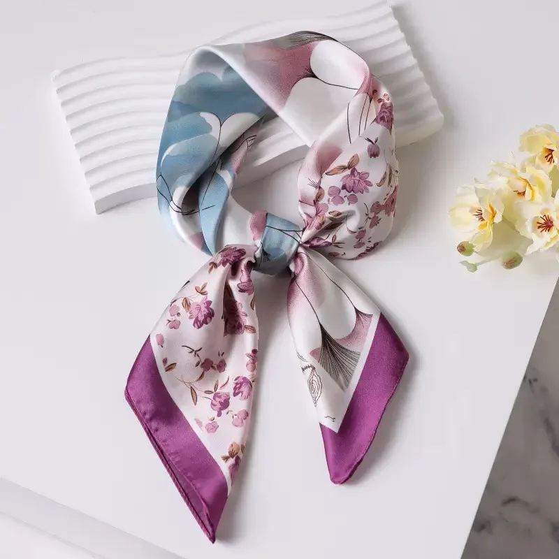 Yellow Lemon Print Square Silk Scarf - Fashionable Neck Tie & Decorative Neckerchief