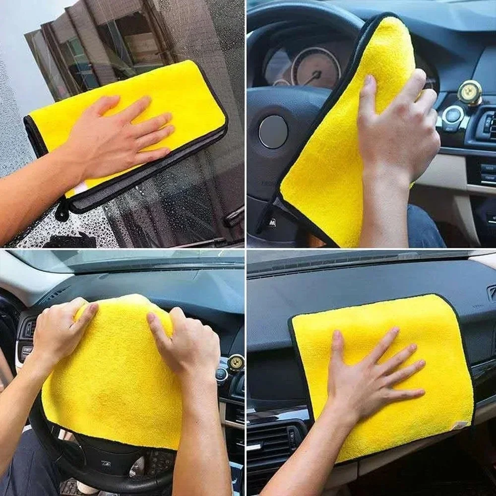 1pc Microfiber Car Cleaning Towel Thicken Soft Drying Cloth Double Layer Car Body Washing Rags Car Clean Accessories