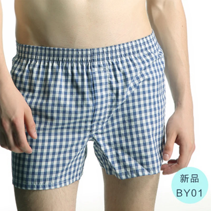 

Superbody Brand New Plaid Pattern Men Cotton Loose Boxer Shorts Trunks Male Home Comfortable Shorts Sports Running Shorts