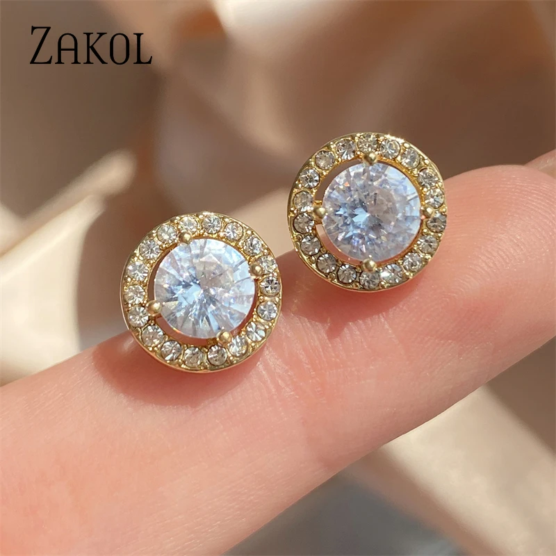 ＡＡＡ オルゴール ZAKOL Fashion White Color Hearts & Arrows Stud Earrings For