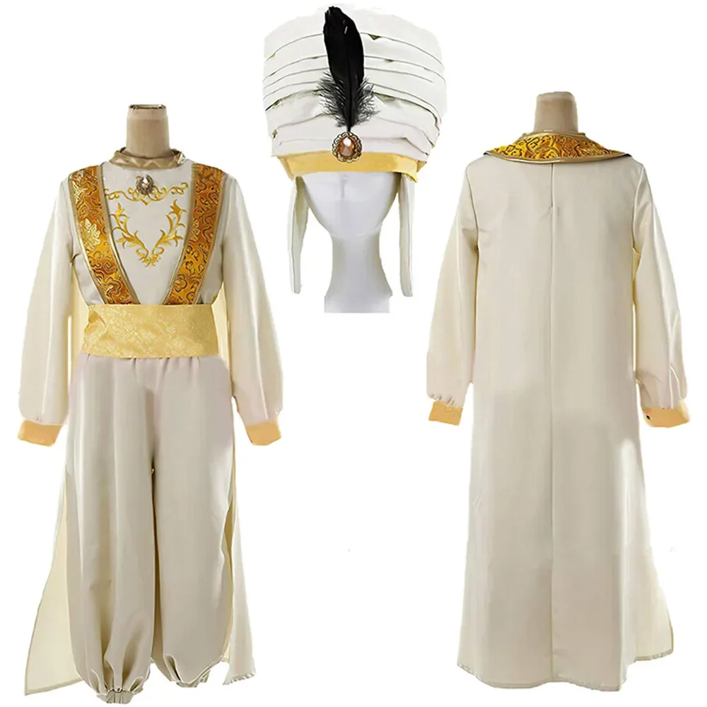 

Aladdin Prince Costume Outfit for Adult Man Kids Magic Lamp Set Top Pants Hat Outfits Halloween Carnival Party Movie Cosplay