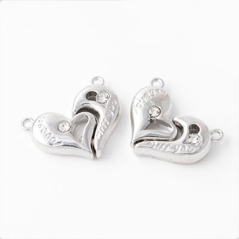 

10 PCS 22x28mm White K Plated Magnet Buckle Heart Necklace Buckle Pendant Metal Alloy Charms For Diy Jewelry Making Materials