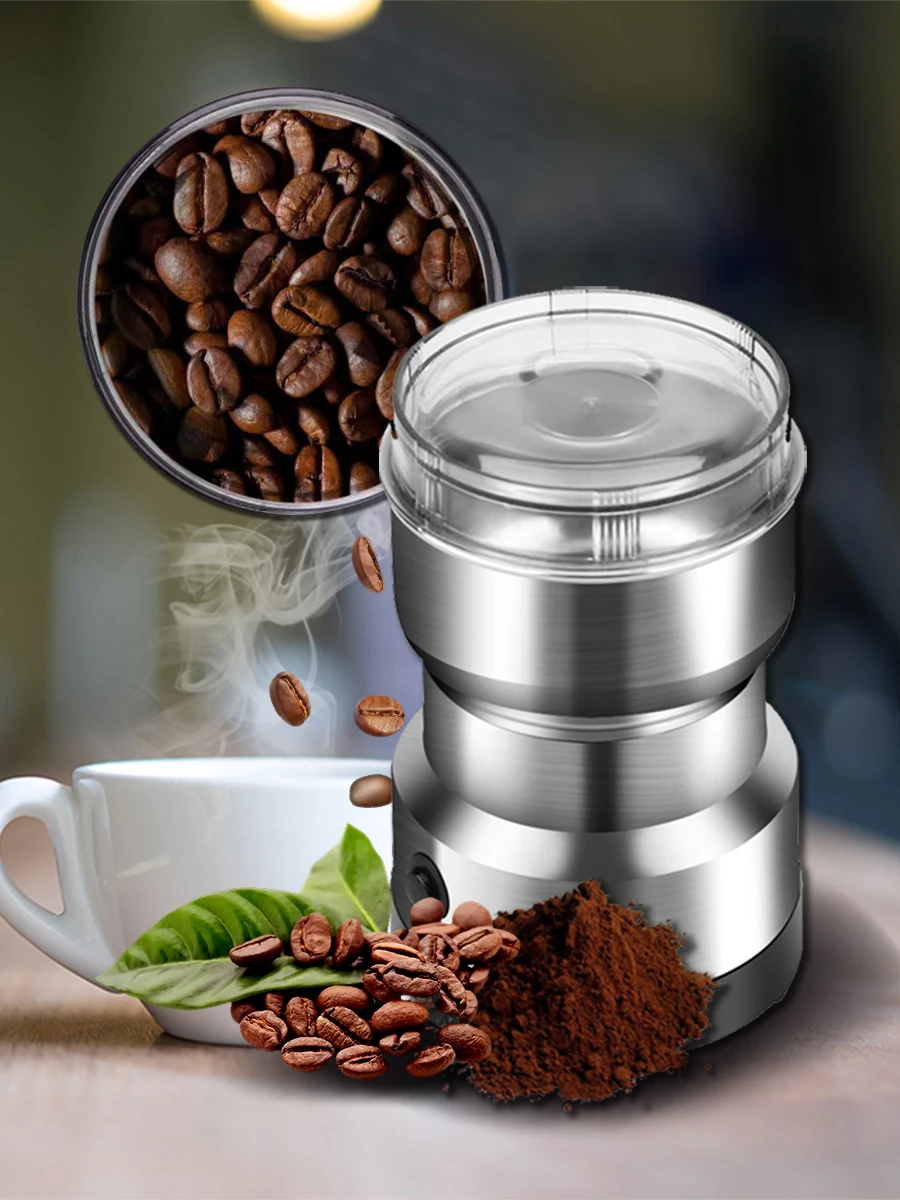 

New Portable Electric Coffee Grinder 304 Stainless Steel Multifunctional Beans Pepper Nut Espresso Pourover Coffee Beans Grinder