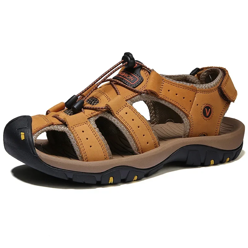 2023 Echt Leer Mannen Schoenen Zomer Nieuwe Grote Omvang Mannen Sandalen Mannen Sandalen Fashion Sandalen Slippers Big Size 38-47