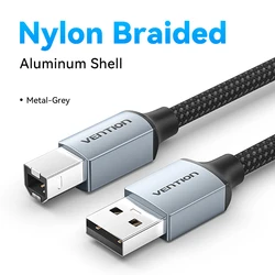 High-Performance USB Type B to A Male Printer Cable for Fast Data Transfer (Metal Grey)