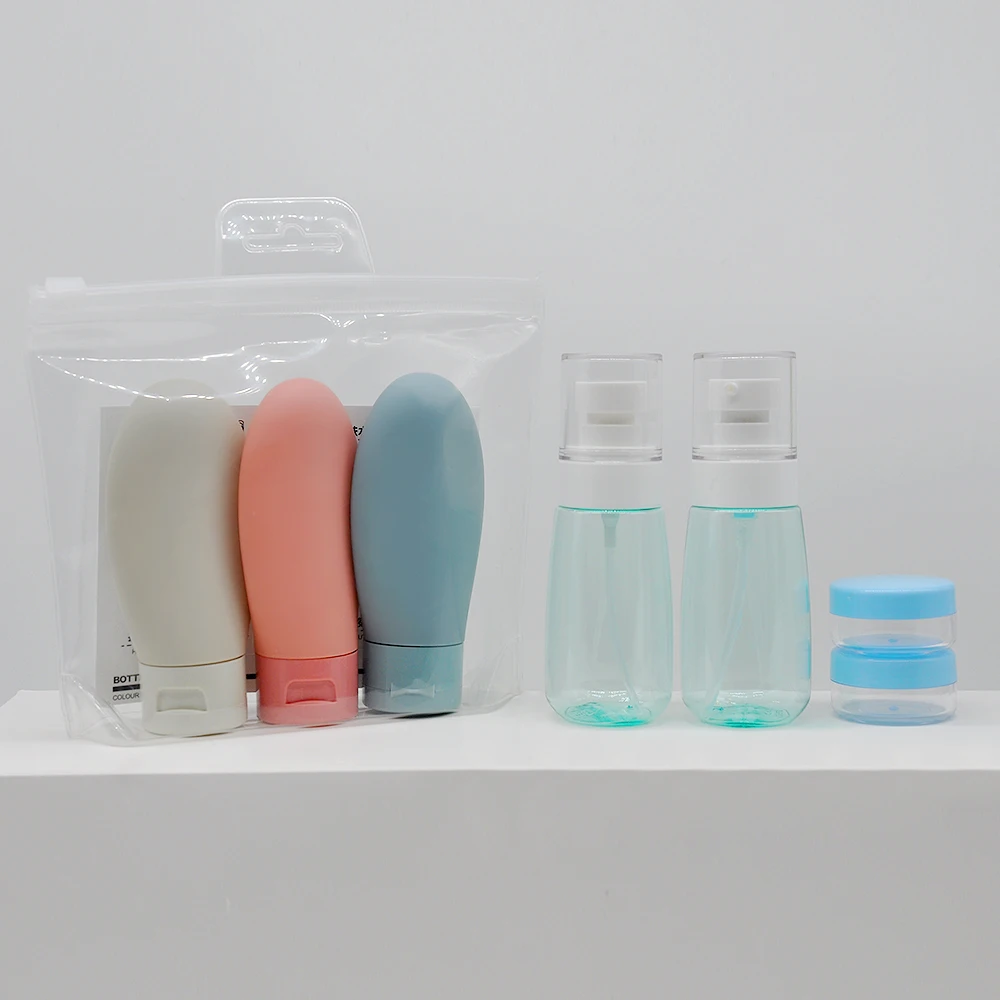 

5/7/8pcs 60ml Travel Sub-bottling Set Perfume Bottles Colored Fine Mist Spray Lotion Empty Tourism Portable Gel Refillable