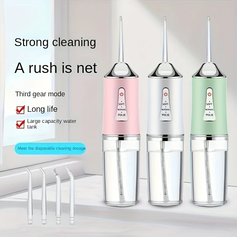 Electric Oral flosser Portable Dental Water Jet Water Flosser 200ML 4 Nozzles