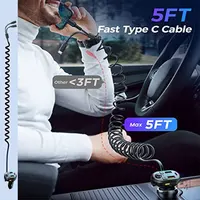 Gwefrydd Car Worldtech Chwaraewr Mp3 Trosglwyddydd FM Bluetooth QC 3.0 PD Math C Pecyn Car FM Modulator Gwefrydd Ffôn Codi Tâl Cyflym 1