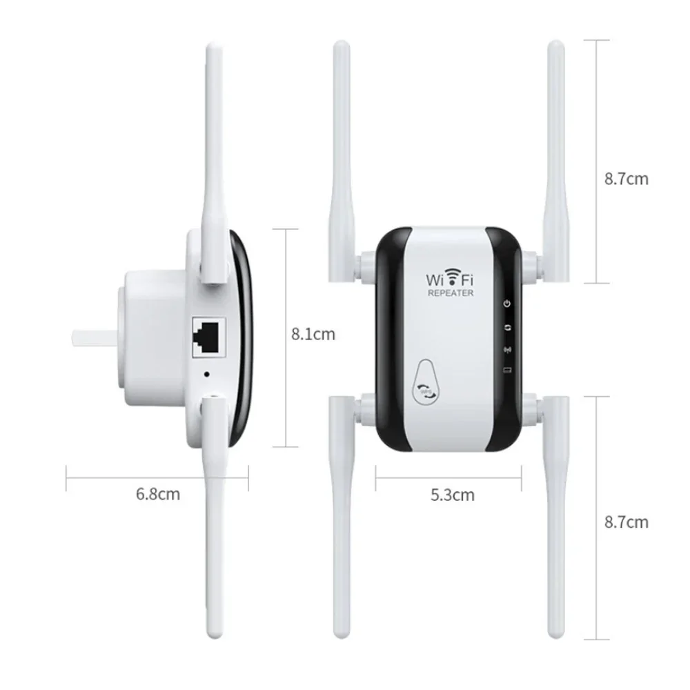 Wifi Repeater with antenna Wireless Signal Amplifier Extended Network Enhancer EU US Home Router 300m Through The Wall Bedroom - 3