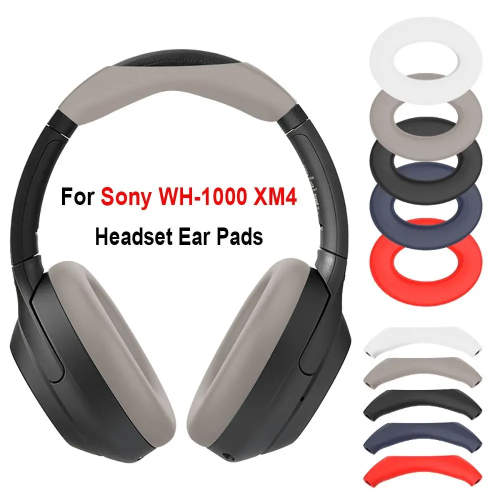 

Headphone Earpads Cover for Sony WH-1000XM4 Silicone Replacement Earcups Anti-dust Shockproof Earmuffs Head beam Protective Case