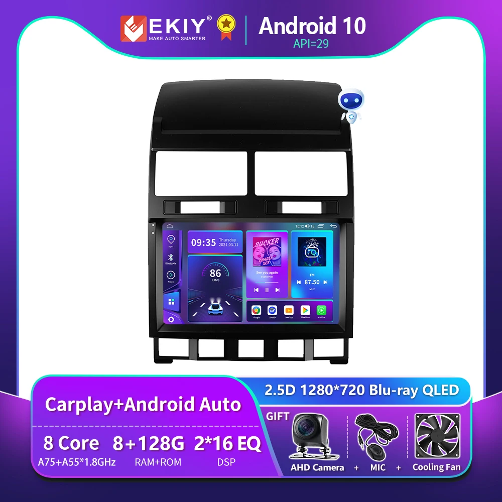 Ekiy T900 Dla Volkswagen Touareg Gp 2002-2010 Radioodtwarzacz Samochodowy Multimedialny Odtwarzacz Wideo Carplay Auto Gps Android 2Din 2 Din Dvd Stere