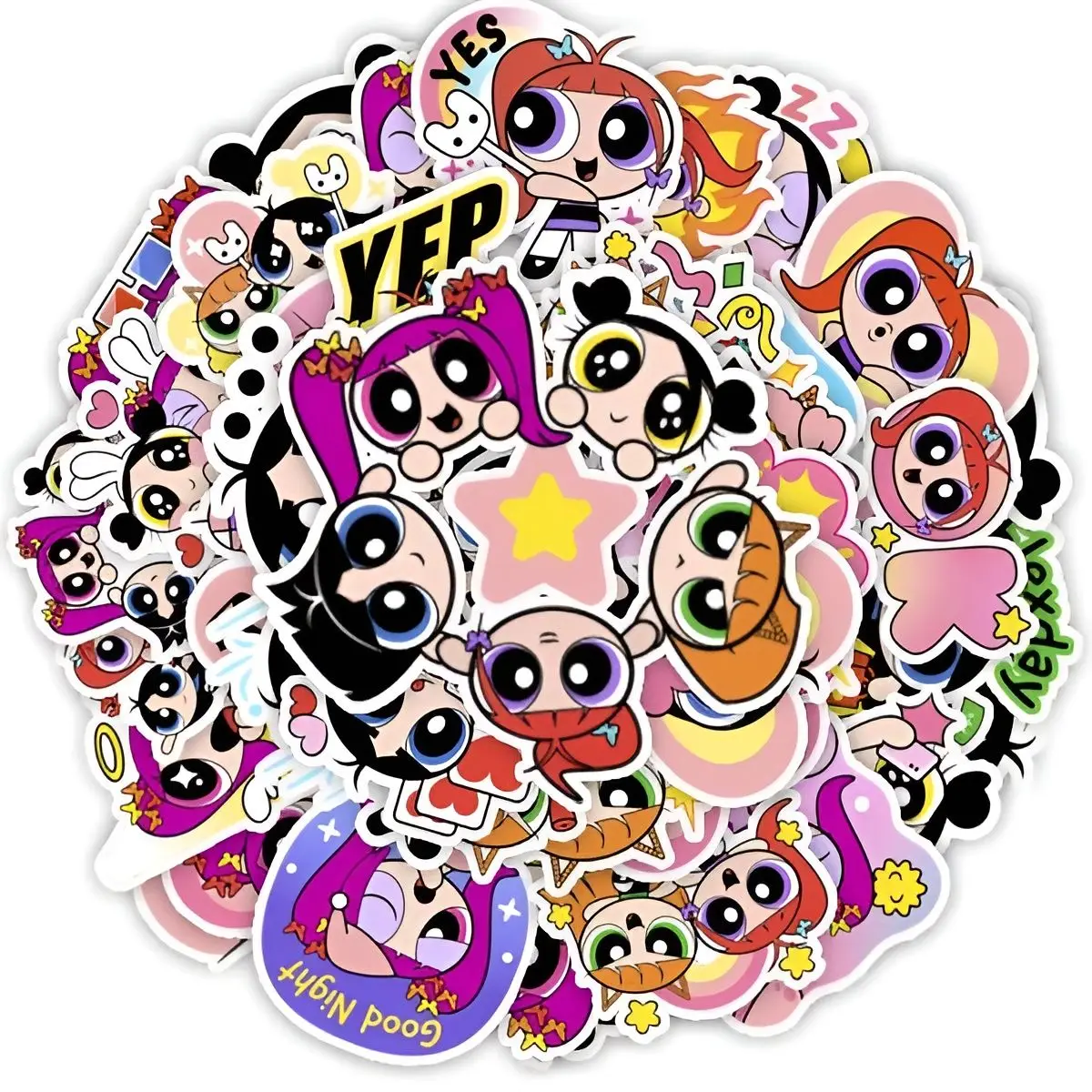 

40Pcs The Powerpuff Girls Newjeans Cute Luggage Wall Stickers Children Diy Toy Cartoon Account Waterproofsticker Decor Gifts