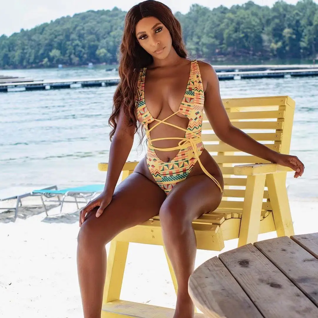 

2022 New Print Bikini Swimsuit Women Push Up Bikini Set Bandeau Swimwear Bathing Suit