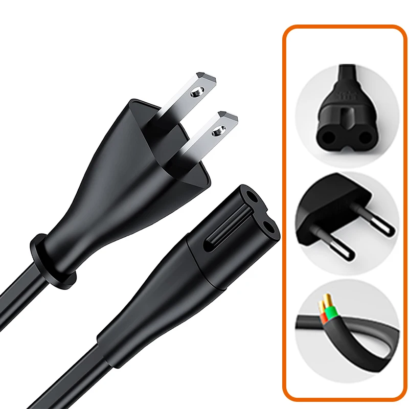 Universal 2-Prong AC Power Cord - Figure 8 IEC 320-C7