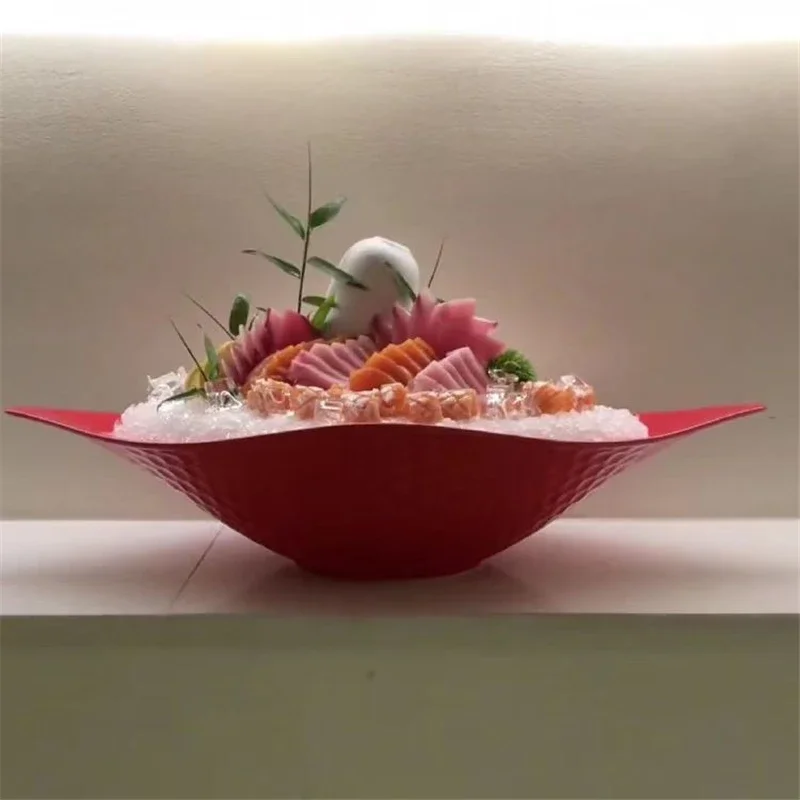 Creative salmon plate Seafood Pose Japanese Cuisine Plate Deep blue sashimi sushi boat plates Fashionable high-end sashimi plate