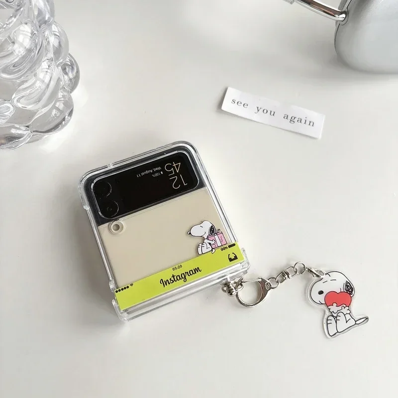 Phone case for Samsung Galaxy Z Flip 7 6 5 3 4 cute cartoon Snoopy Charlie Brown