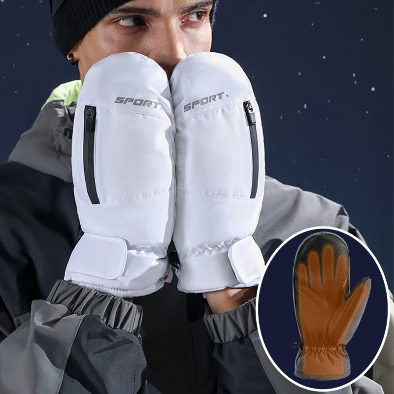 Winter Ski Gloves Snowboard Snow Non-Slip Pu Nylon Mittens Men Outdoor Sport Cycling Windproof Warm Waterproof Touchscreen Glove