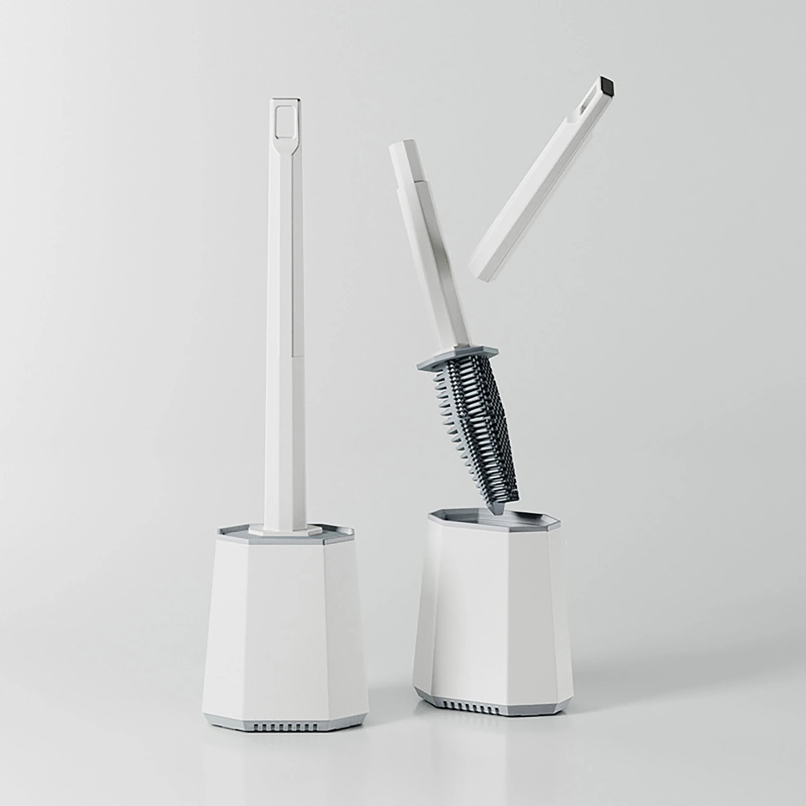 Deep-cleaning Silicone Toilet Bowl Brush Bathroom Long Handle Toilet Clean Brush Suit For Bathroom Accessories Cleaning Supplies