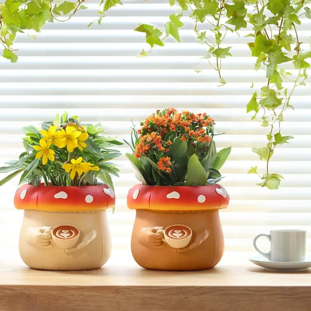 2024 Cute Plant Pot,Flower Planter,Mushroom Ceramic Small Plant Pot,Cute Decorative Succulent Pot for Indoor & Outdoor Plants 6