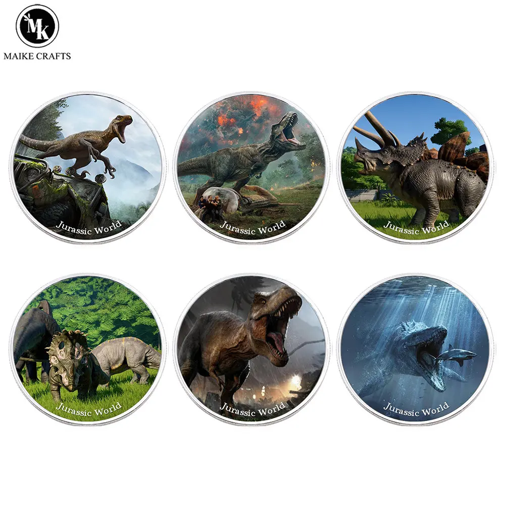 

American Jurassic Park Dinosaur Challenge Coin Gold Plated Jurassic Era Commemorative Coin Children's Collection Gift