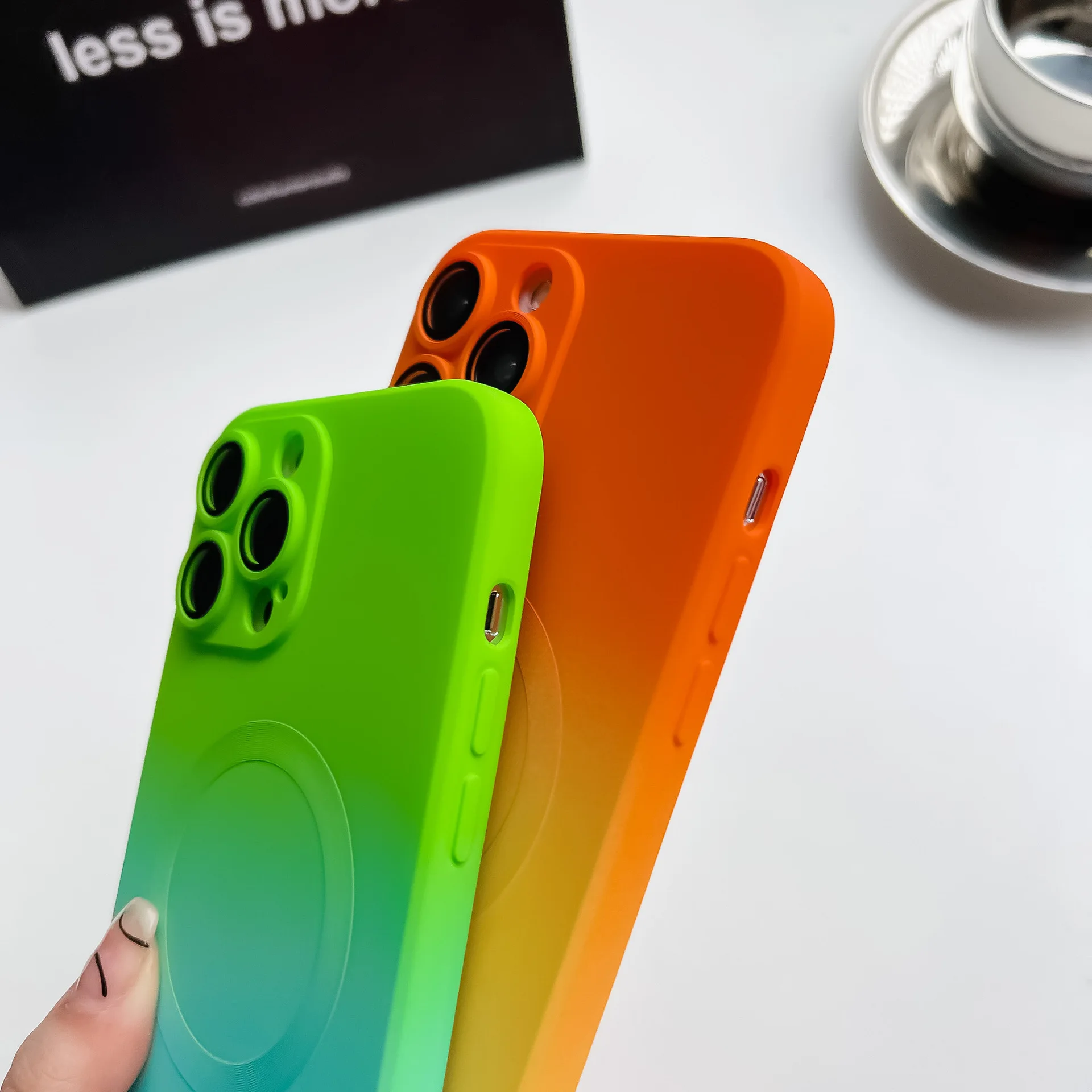 Luxury Gradient Silicone Multicolour Shockproof Case with Wireless Charging Compatibility