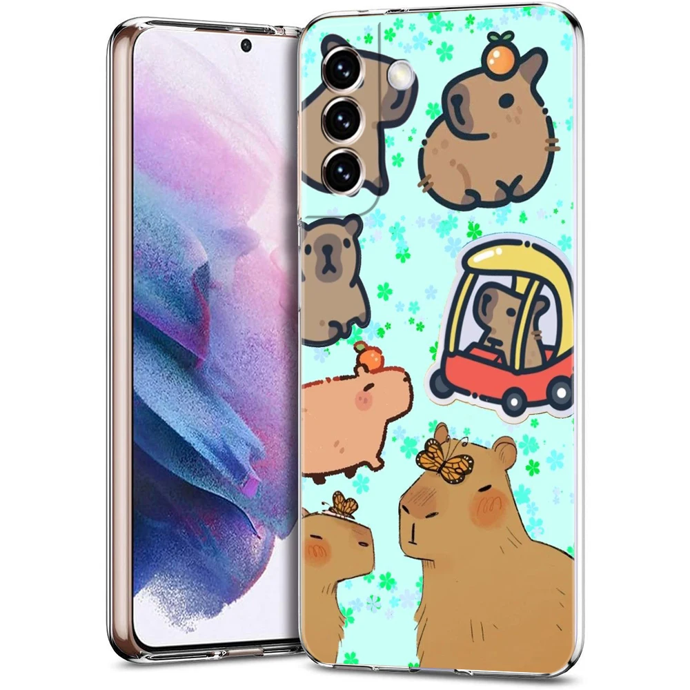Cartoon Capybara Handyhülle für Samsung Galaxy S24 S23 S22 S20 S21 FE Ultra S24 S23 S10 S10E S9 S8 Plus 5G Transparente Hülle Tasche – Detail 1