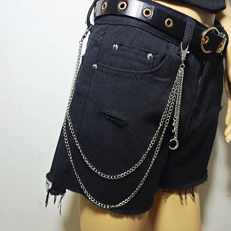 Key Chains Punk Steet Chain Women Men Moon Star Rivets Skull Accessories Rock Goth Pants Waist Belt Chain On Jeans Jewelry