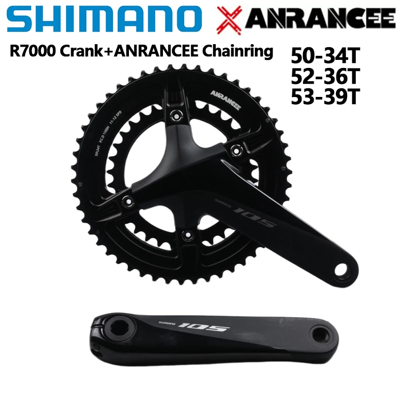 Pédalier Argent Mixte Pédalier Shimano 105 FC-R7000 - 50/34 Dents, Longueur 172,5 Mm - Compatible 11 Vitesses Manivelle 172.5mm 50/34t