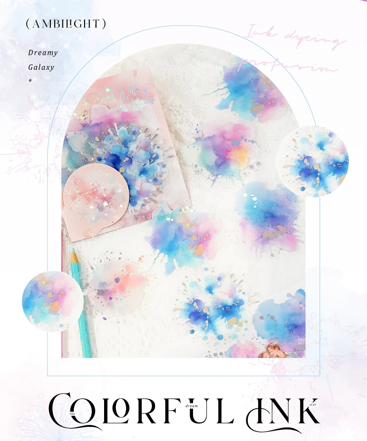Watercolor spatter Sticker Pack Journaling School Accessories DIY Decorative Scrapbook Color Label Sticker Aesthetic Stationery