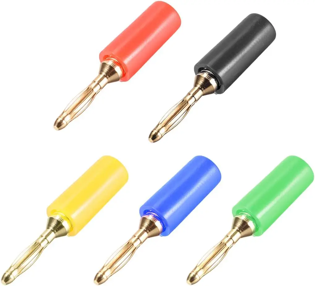 

Tcenofoxy Banana Jack 2mm Banana Plugs Speaker Wire Cable Plugs Connectors 5 Colors 5pcs Jack Connector