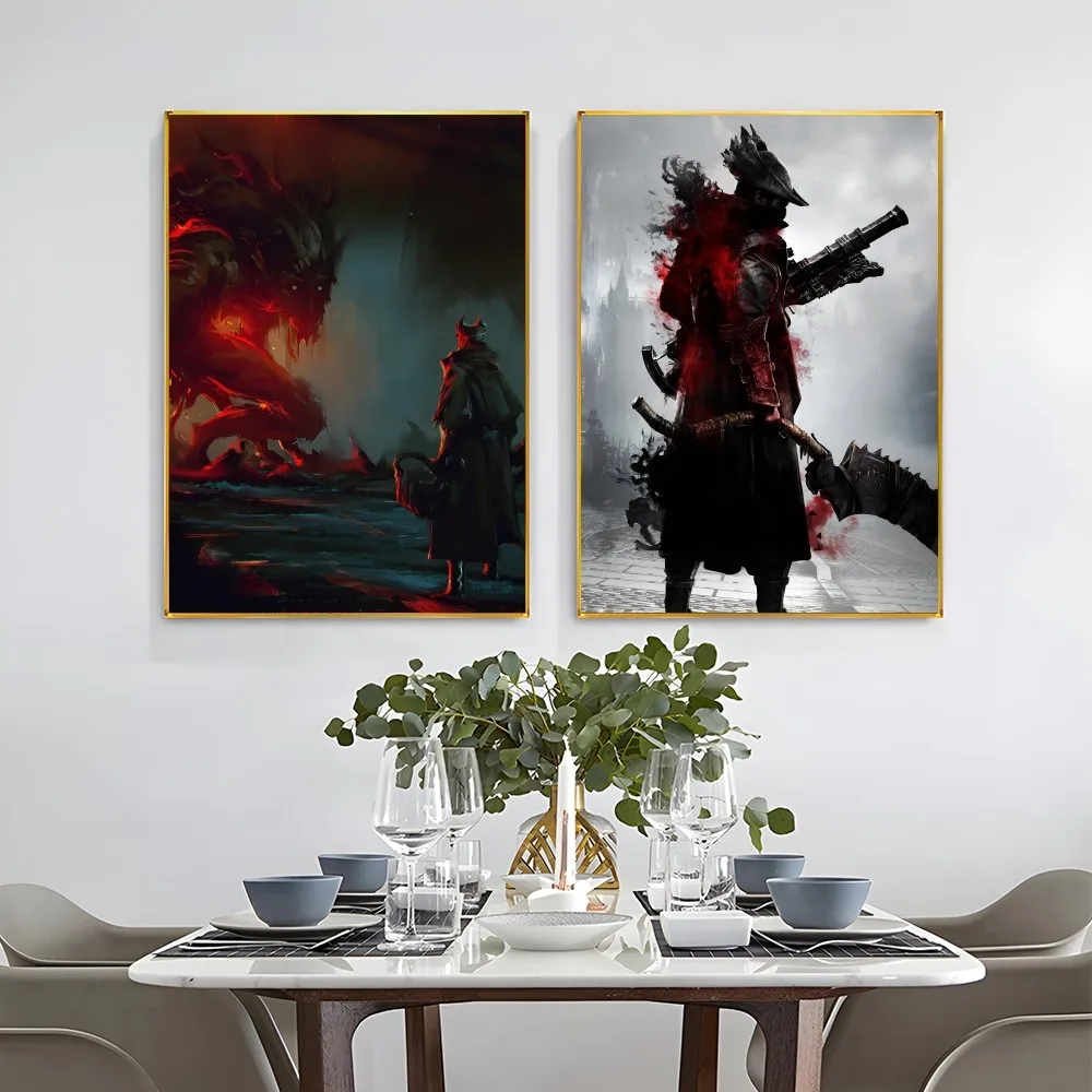 1PC Bloodborne Game Poster Self-adhesive Art Waterproof Paper Sticker Coffee House Bar Room Wall Decor
