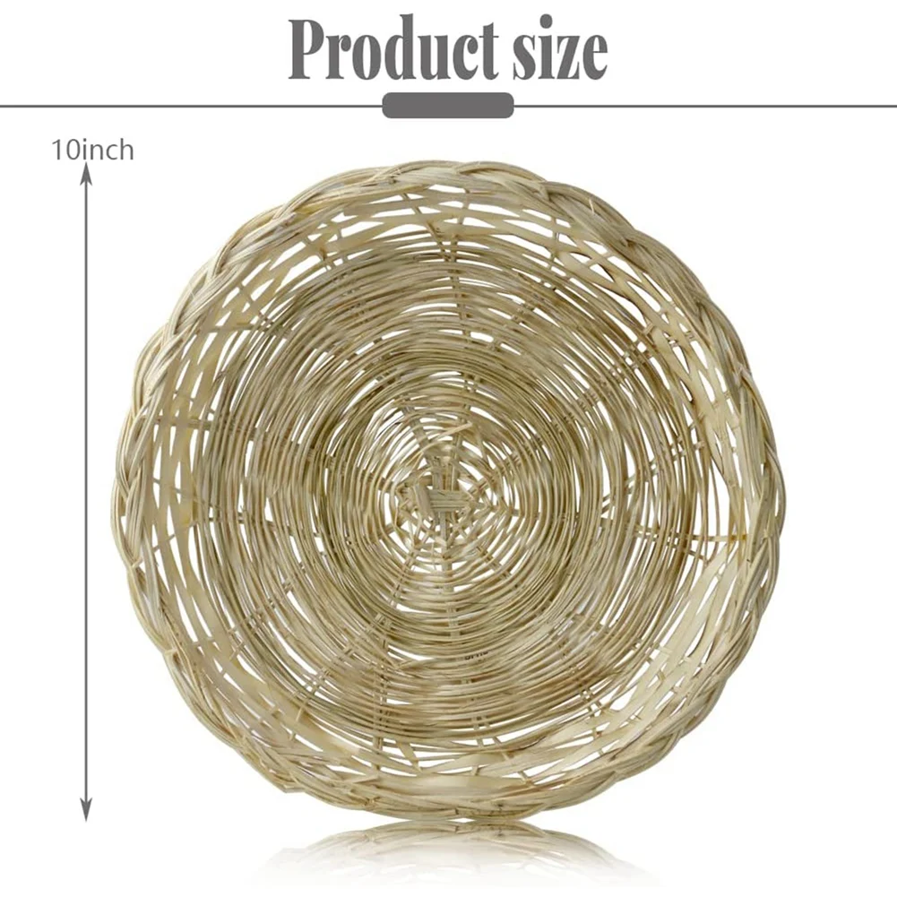 Bamboo Paper Plate Holder 5 Pcs 10 Inch Round Woven Reusable Paper Holders for Picnic Party