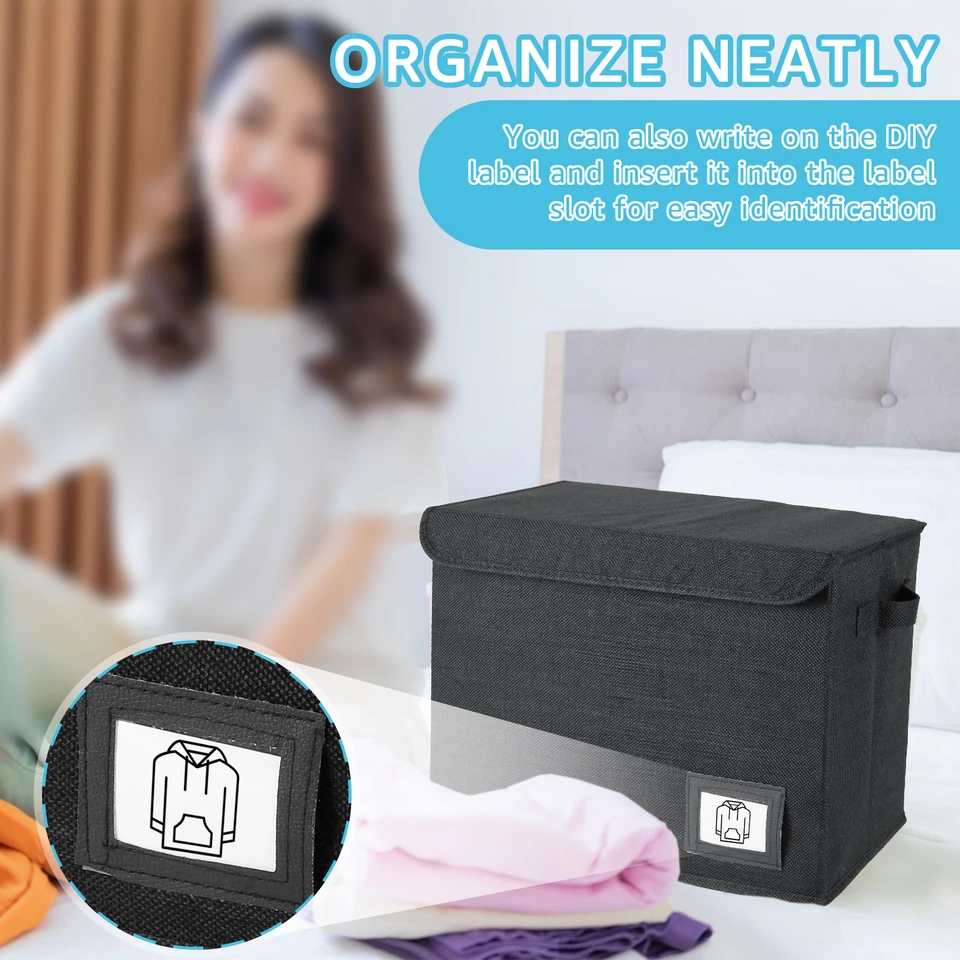 New Foldable Clothing Box Washable Comic Book Storage Bin With Handle Enclosed Lid Multipurpose Organizer For HomeOffice_voghion.com