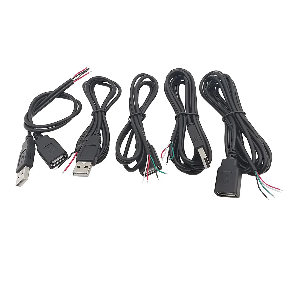 0.3m/1m/2m 5V USB Power Supply Cable 2/4 Pin USB 2.0 Type A Male Plug/Female Jack Wire Charger Charging Cord Extension Connector Wire Connectors