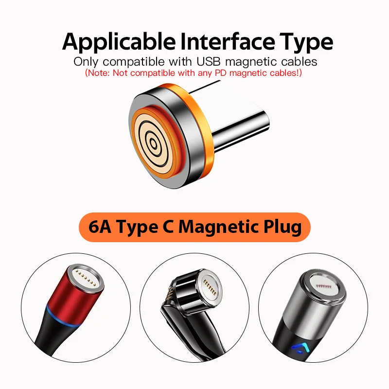 6A Round Magnetic Plug for Huawei Honor 3A USB Type C Magnet Tips Fast Charging Adapter for iPhone Samsung Xiaomi Oneplus images - 6