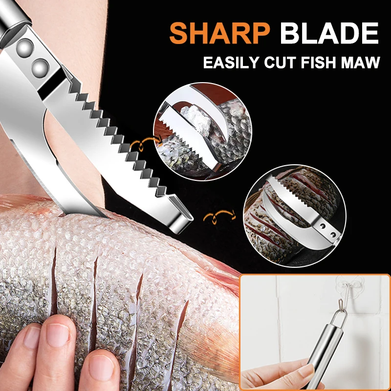 3 In 1 Stainless Steel Fish Scale Knife Cut/Scrape/Dig Maw Sawtooth Peelers  Fast Cleaner Remove Skin Brush Kitchen Accessories