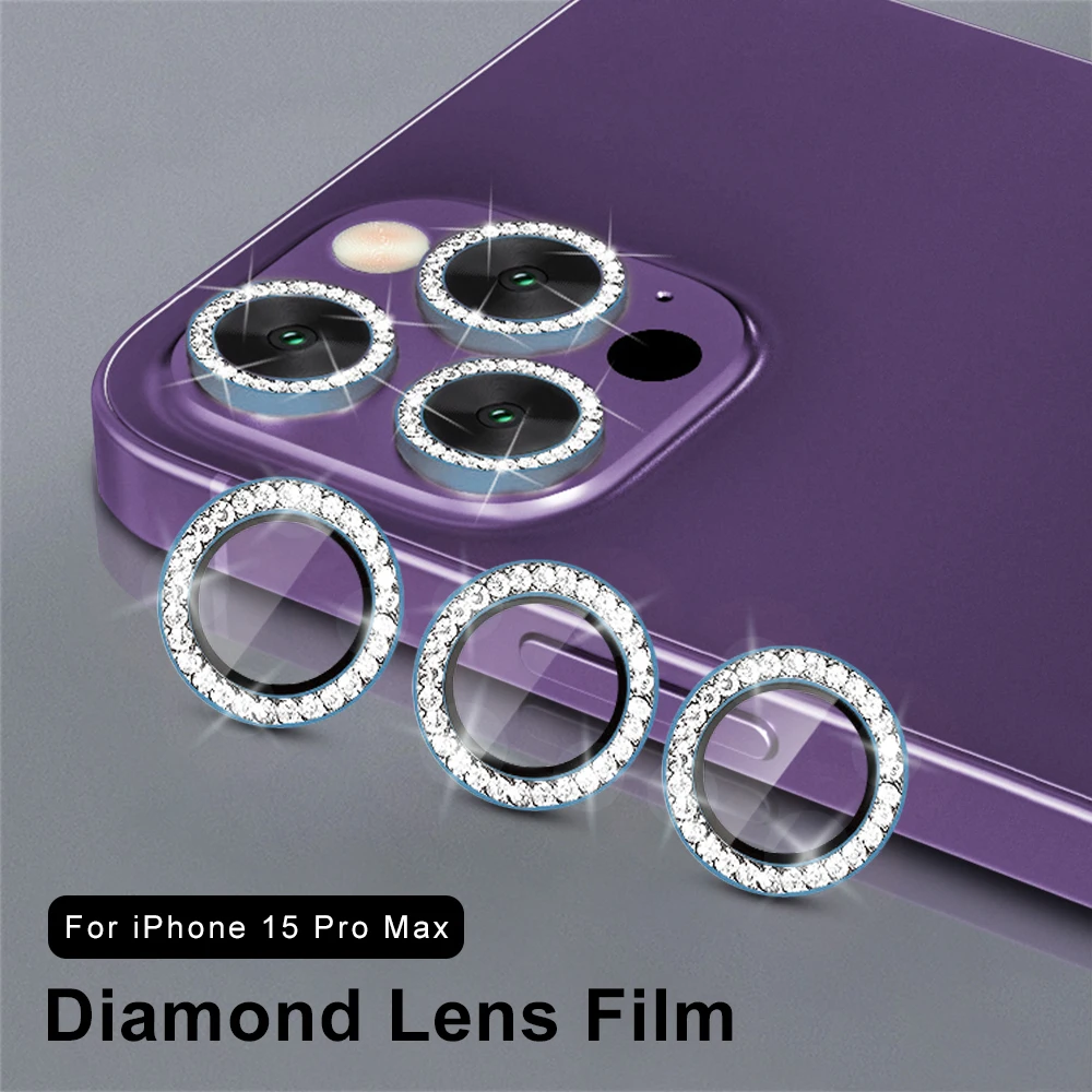 

Diamond Camera Protector For iPhone 15 Pro Max 15 Plus 15Pro Max Tempered Glass Metal Rings Lens Case iPhone15 Pro ifone 15Plus