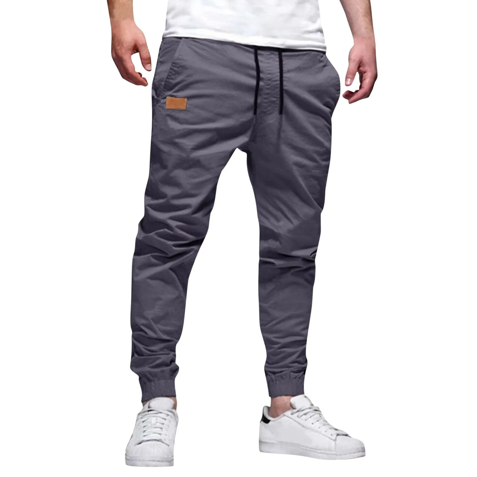 Mens Solid Color Elastic Waist Sweatpant With Pockets Spring Autumn Outdoor Sports Jogger Trousers men pants