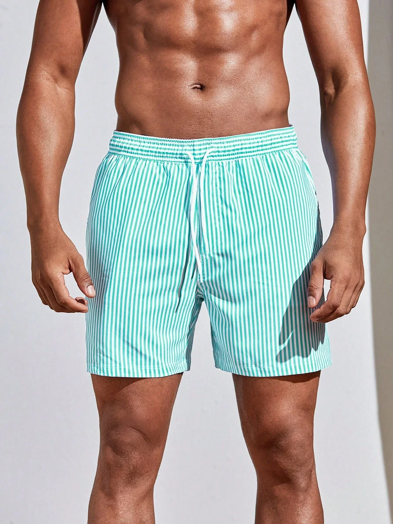 New 3d Line Splicing Men's Sports Shorts For Summer Casual Soft Personalized Breathable Holiday Polyester Beach Surfing Shorts 2