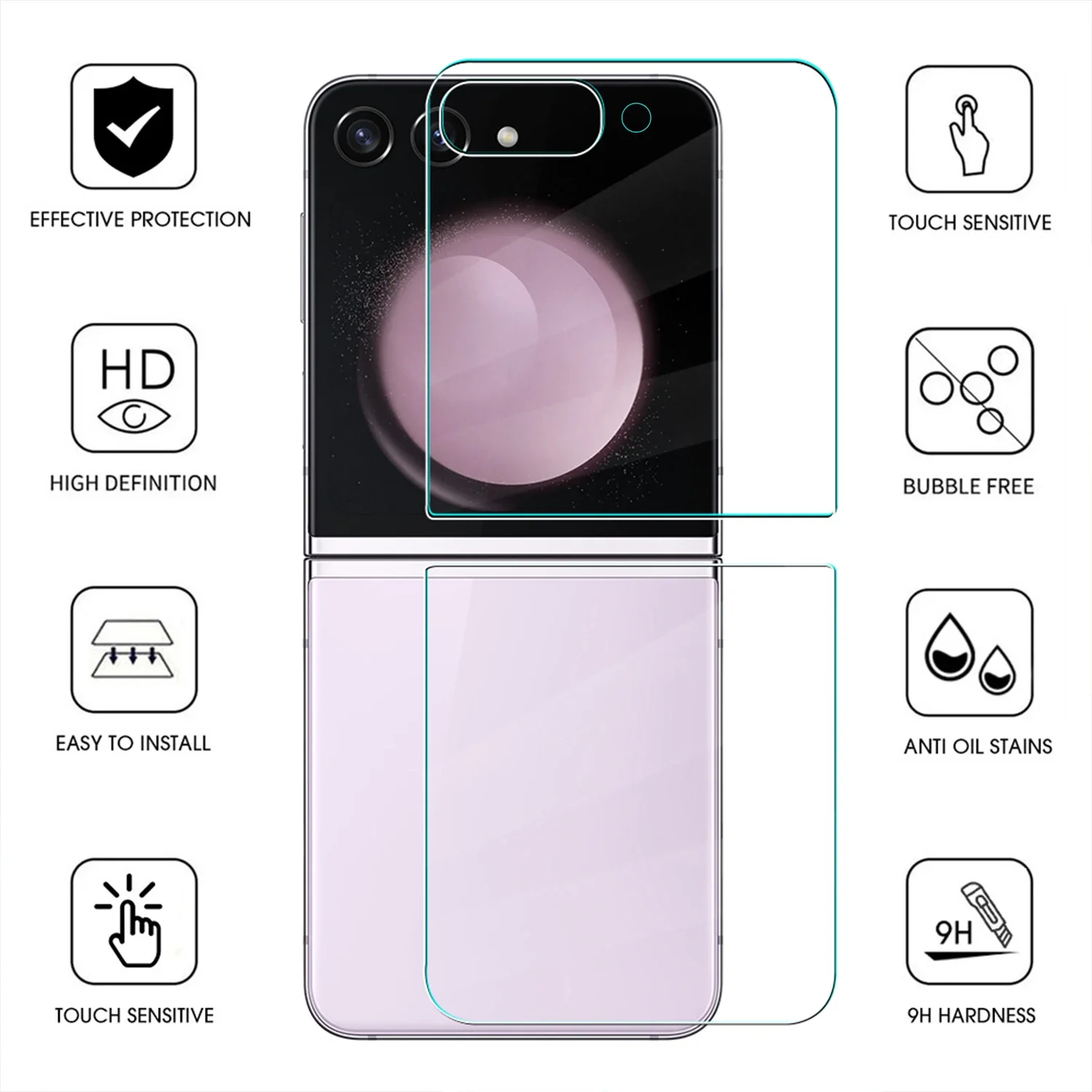 for Samsung Galaxy Z Flip 7 Front Screen Protectors Lens Cover Back Tempered Glass Anti-scratch Protective Films for Z Flip7