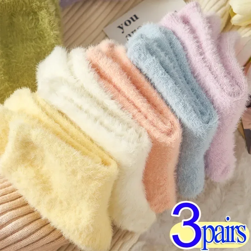 

Floor Cute Socks Winter Sleep Mink Thermal Thicken Coral And Autumn Women 1/3pairs Plush Girls For Velvet