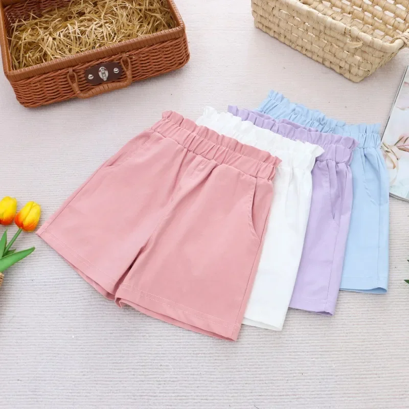 2025 New Summer Kids Wears Children Shorts Cotton Linen Pants Girls Pant Cartoon Casual Pants 4-10 Years 2