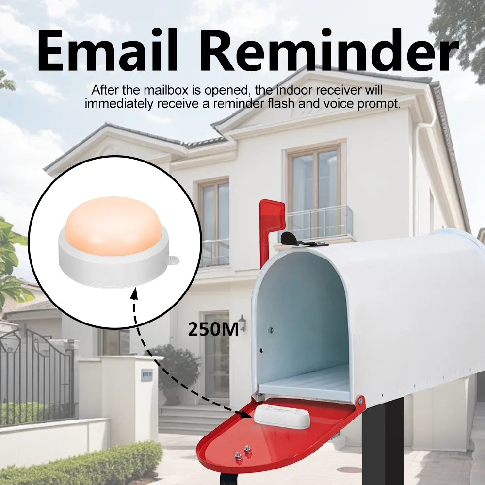 Mailbox Sensor Alert For Delivered Mail Wireless Mailbox Alarm with Light Flashing and Sound Reminders